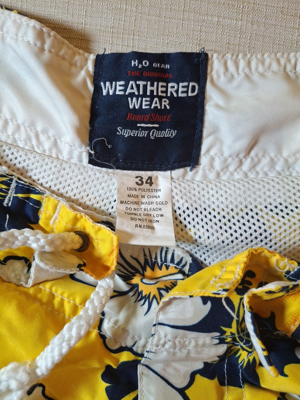 Weathered Wear Yellow Floral Board Shorts